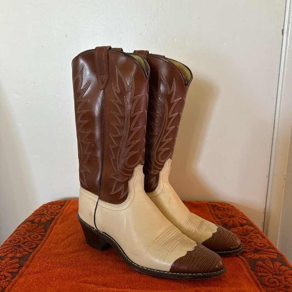 Vintage Acme Cowboy Boots Two Tone Wing Tip
